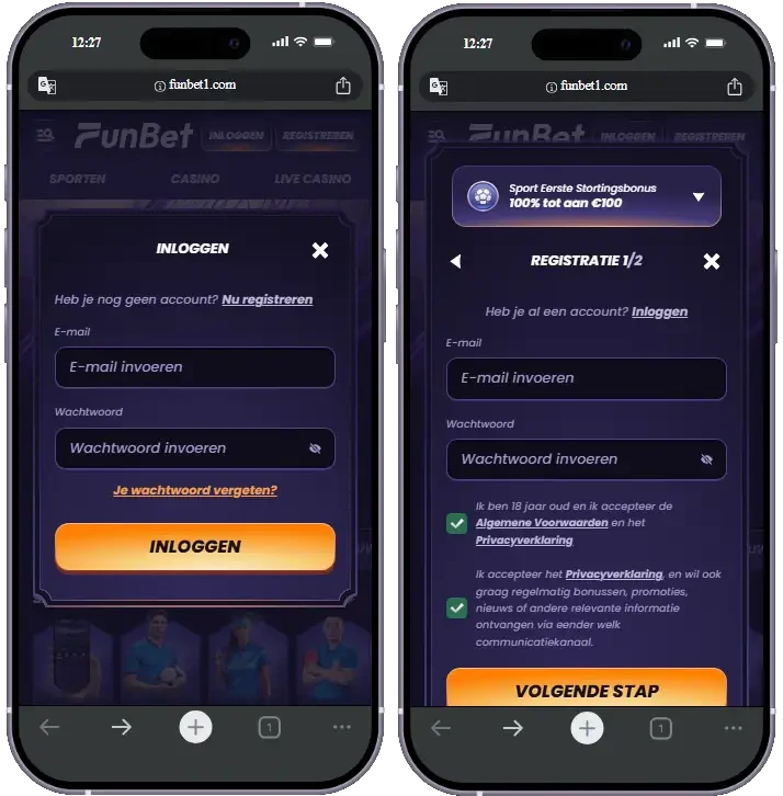 Funbet Casino registreren en inloggen